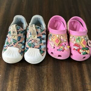 Girls shoes crocs size c10  & adidas10k